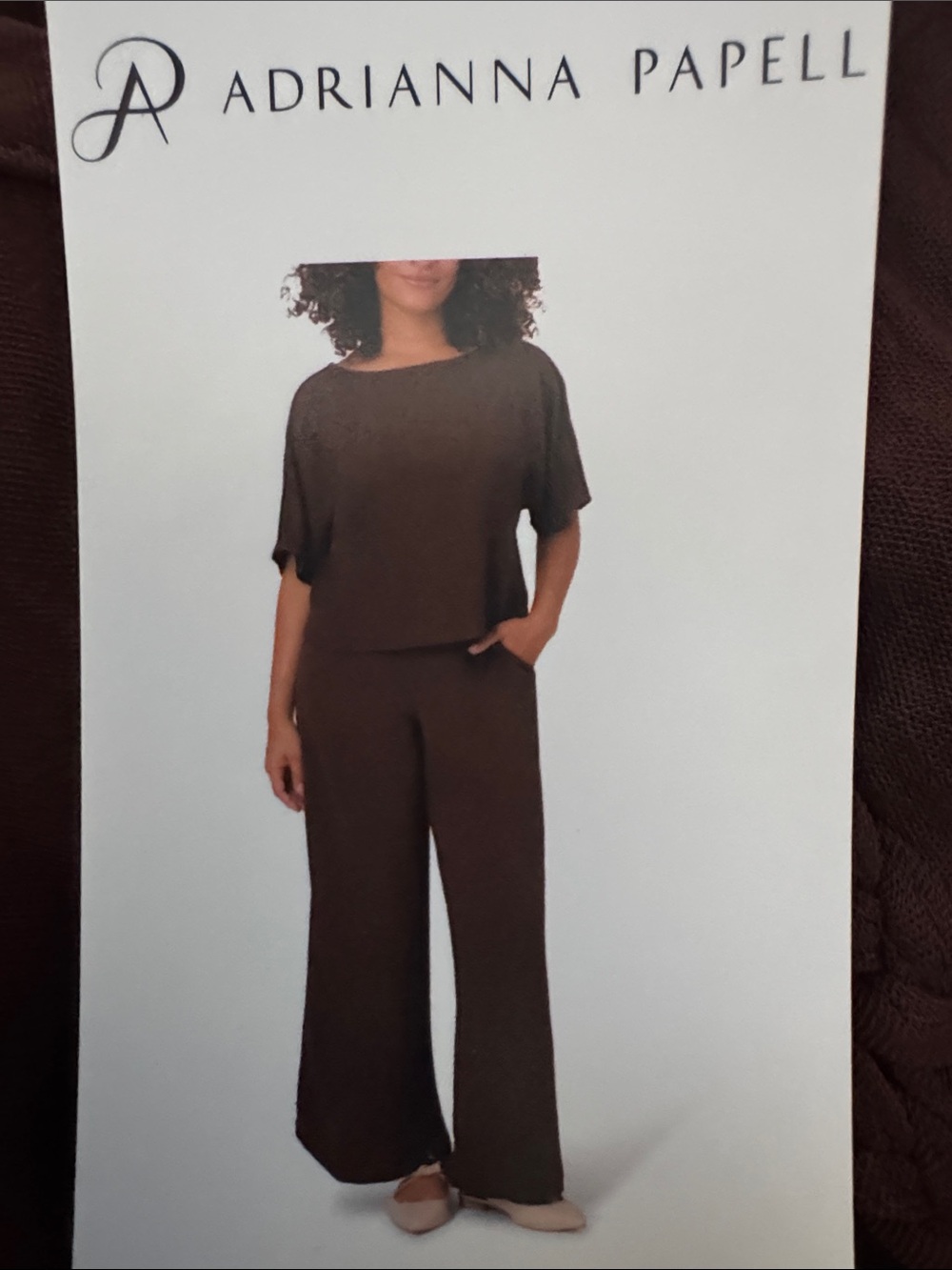 Adrianna Papell Chocolate Brown Wide-Leg Jumpsuit